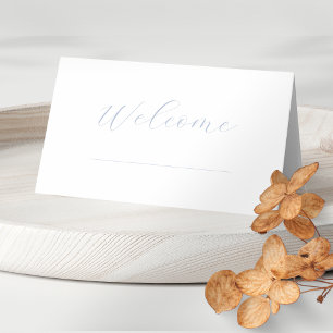 Chic Minimalist White Script Wedding Table  Place Card