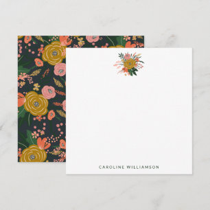 Chic Minimalist Yellow Navy Flowers Personalised Card