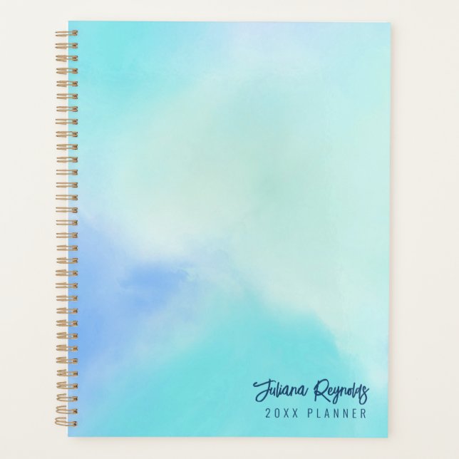Chic Minimalistic Blue Abstract Art Planner (Front)