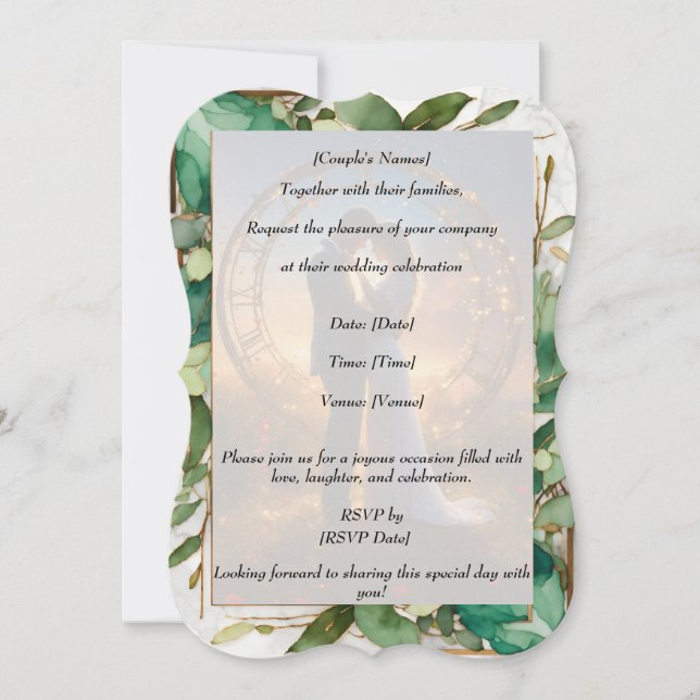 Chic Minimalistic Green-ish Wedding Invitations (Front)