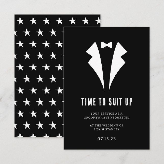Chic Minimalistic Groomsman Proposal Card (Front/Back)
