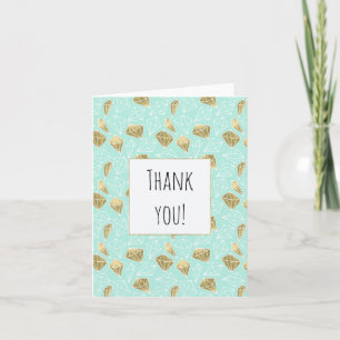 Chic Mint and Gold Diamonds Thank You Card
