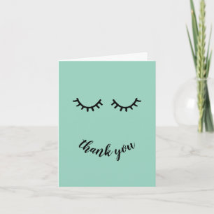 Chic Mint Black Eyelashes Thank You Card