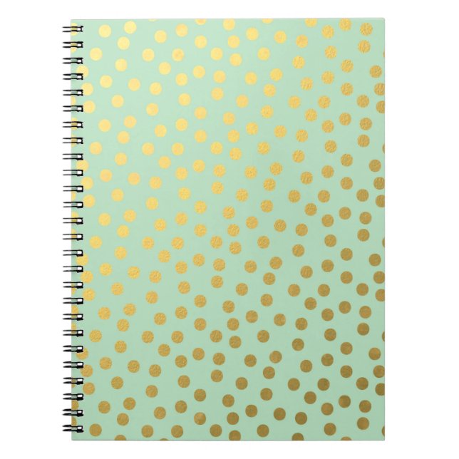 Chic Mint Gold Confetti Dots Spiral Notebook (Front)