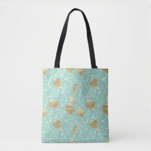 Chic Mint Gold Diamonds Christmas Tote Bag