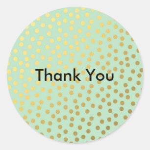 Chic Mint Gold Dots Classic Round Sticker