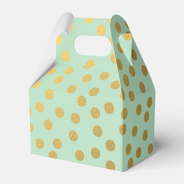 Chic Mint Gold Dots Favour Box (Front Side)