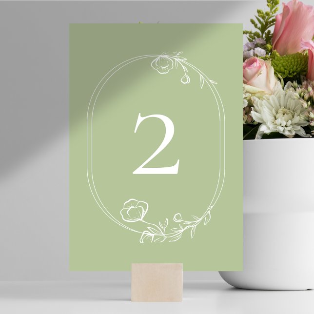 Chic Mint Green Floral Wedding Table Number (Creator Uploaded)