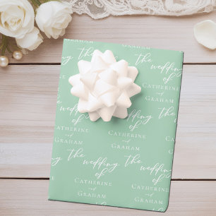 Chic Mint Green Personalised Wedding Wrapping Paper Sheet