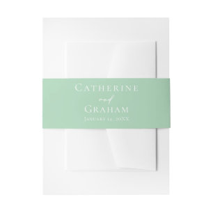 Chic Mint Green White Personalised Wedding Invitation Belly Band