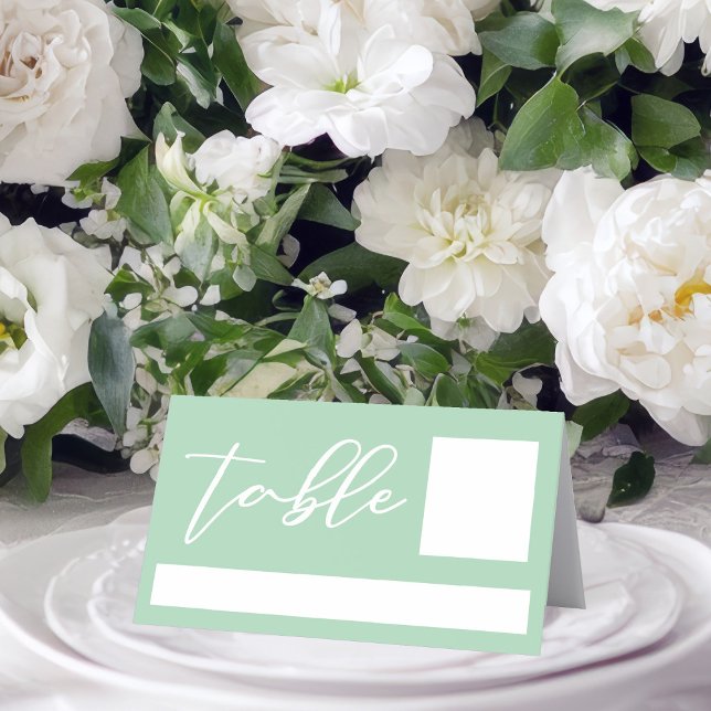 Chic Mint Green White Personalised Wedding Place Card (Creator Uploaded)