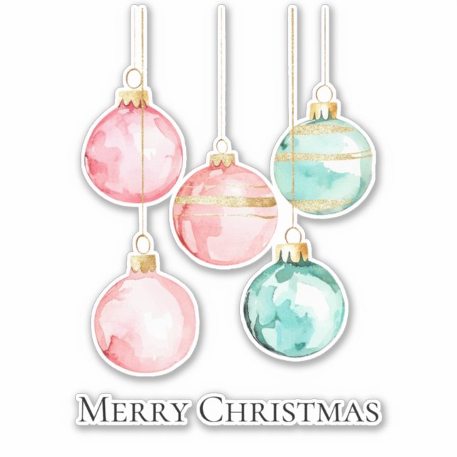 Chic Mint Pink Gold Christmas Ornaments (Front)