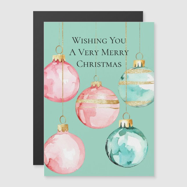 Chic Mint Pink Gold Christmas Ornaments (Front/Back)