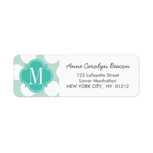 Chic Mint & Turquoise Big Dots Monogrammed