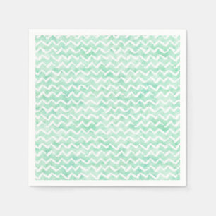Chic Mint Watercolor Chevron Stripes Napkin
