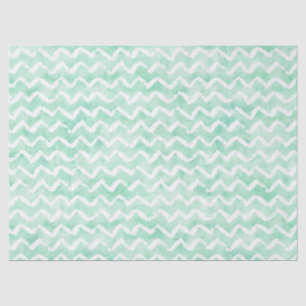 Chic Mint Watercolor Chevron Stripes Tissue Paper