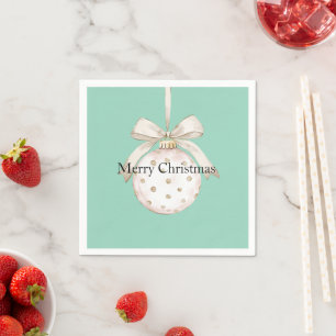Chic Mint White Dots Bow Ornament Christmas Napkin