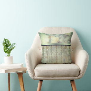 Chic Minty Green Marble Harlequin Cushion