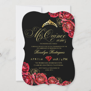 Chic Mis Quince Black red Tiara Diamond