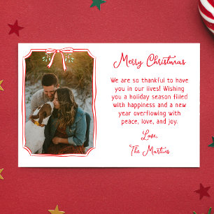 Chic Mistletoe & Bow Custom Family Photo Christmas Holiday Card