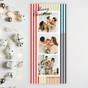 Chic Mixed Colour Vertical Stripe 3 Photo Holiday