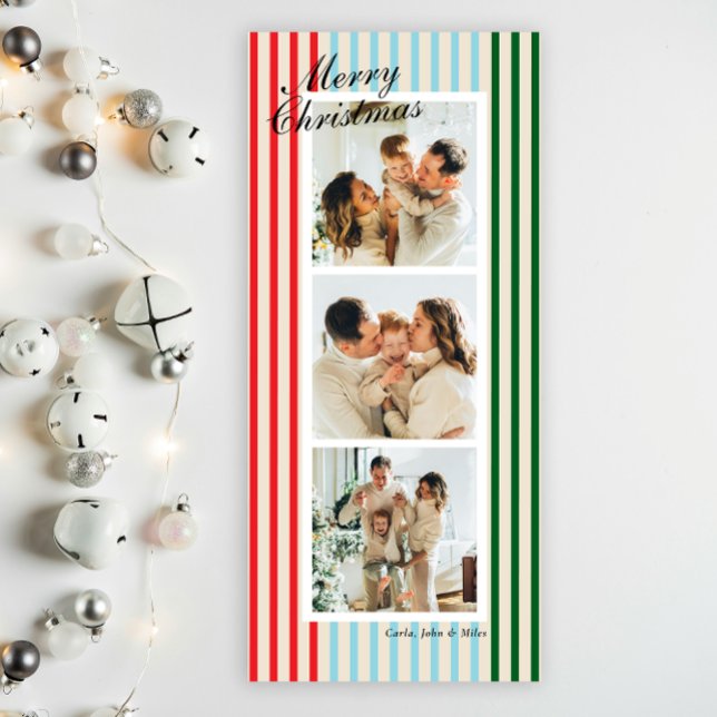 Chic Mixed Colour Vertical Stripe 3 Photo Holiday (Creator Uploaded)
