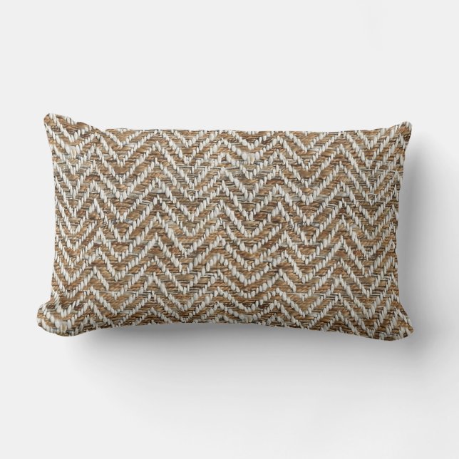 Chic mocha mousse cream chevron lumbar cushion (Front)