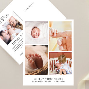 Chic Modern 5 Photo Baby Shower Thank You Postcard
