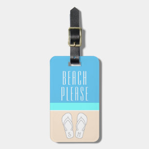 Chic Modern Abstract Beach Please Monogram Travel Luggage Tag