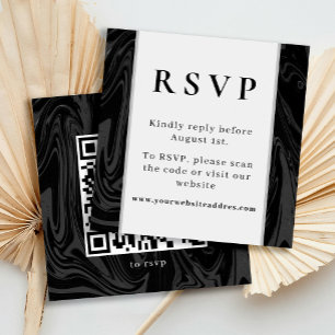 Chic modern abstract black marble  enclosure card