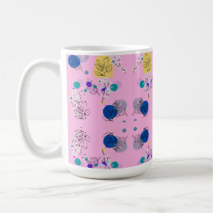 Chic Modern abstract flowers on pink Coffee Mug