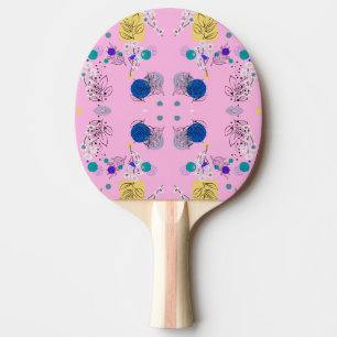 Chic Modern abstract flowers on pink Ping Pong Paddle