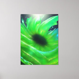 "Chic Modern Abstract Vivid Green Floral Canvas Print