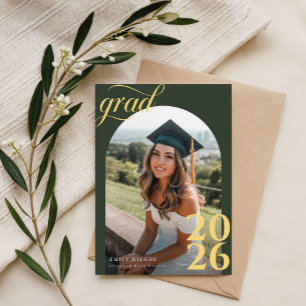 Chic Modern Arch Photo Graduation Party Invitation Postcard