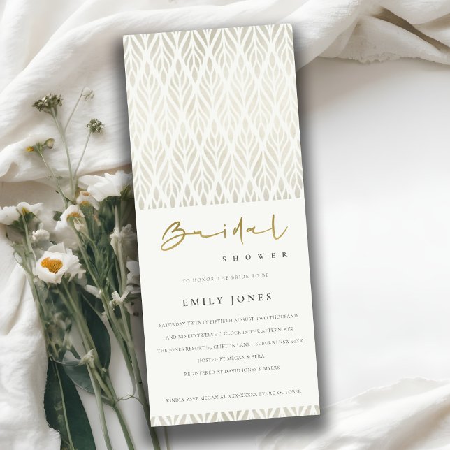 CHIC MODERN ART DECO WHITE SILVER BRIDAL SHOWER INVITATION (Creator Uploaded)