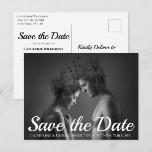 Chic Modern Artistic Save the Date Photo Wedding Postcard