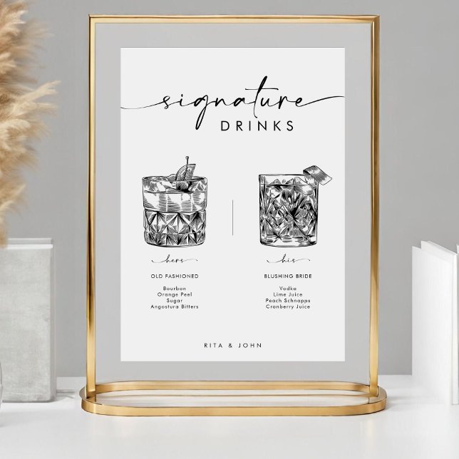 Chic Modern Bar Signature Drinks Wedding Sign (Creator Uploaded)