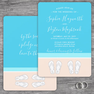 Chic Modern Beach Monogram Simple Tropical Wedding Invitation