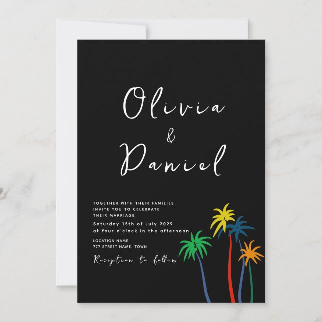 Chic Modern Beach Wedding Invitation (Front)