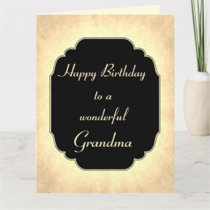 Chic modern black and cream Birthday Grandma Card