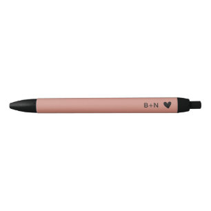 Chic Modern Black and Pink Heart Writing Ink Pen
