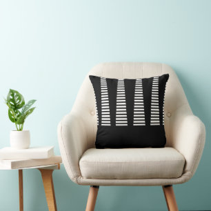 Chic Modern Black and White Abstract Geometric Art Cushion