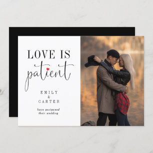 Chic Modern Black Love Is Patient Typography Photo Invitation