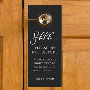 Chic Modern Black Wedding Do Not Disturb & Welcome Door Hanger