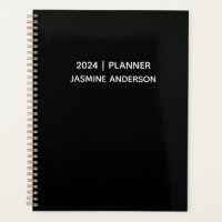 Chic Modern Black White 2024 Weekly Monthly 