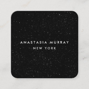 Chic Modern Black White Minimalist Glitter Galaxy Square Business Card