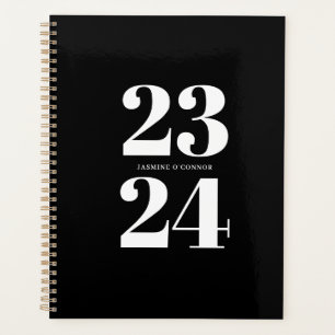 Chic Modern Black White Typography Weekly Monthly Planner