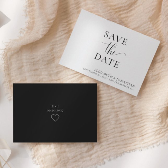 Chic Modern Black White Wedding Save The Date Card (Creator Uploaded)