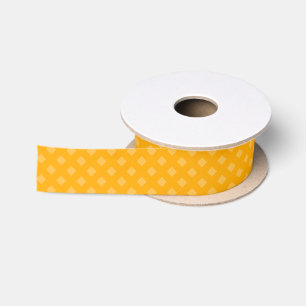 Chic & Modern Black With Yellow Diamond Pattern Satin Ribbon