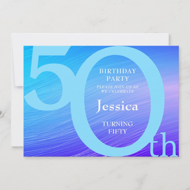 Chic Modern Blue Birthday Invitation (Front)
